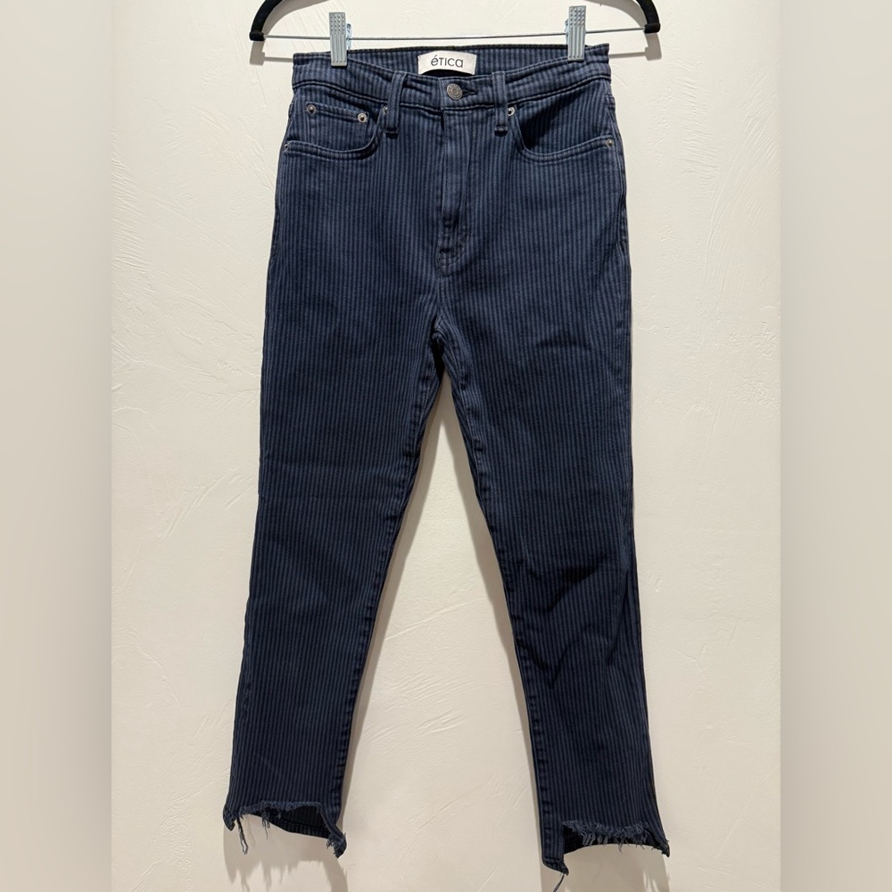 Etica - Scarlet Slim - Navy Blue Pinstripe Jeans - Size 25